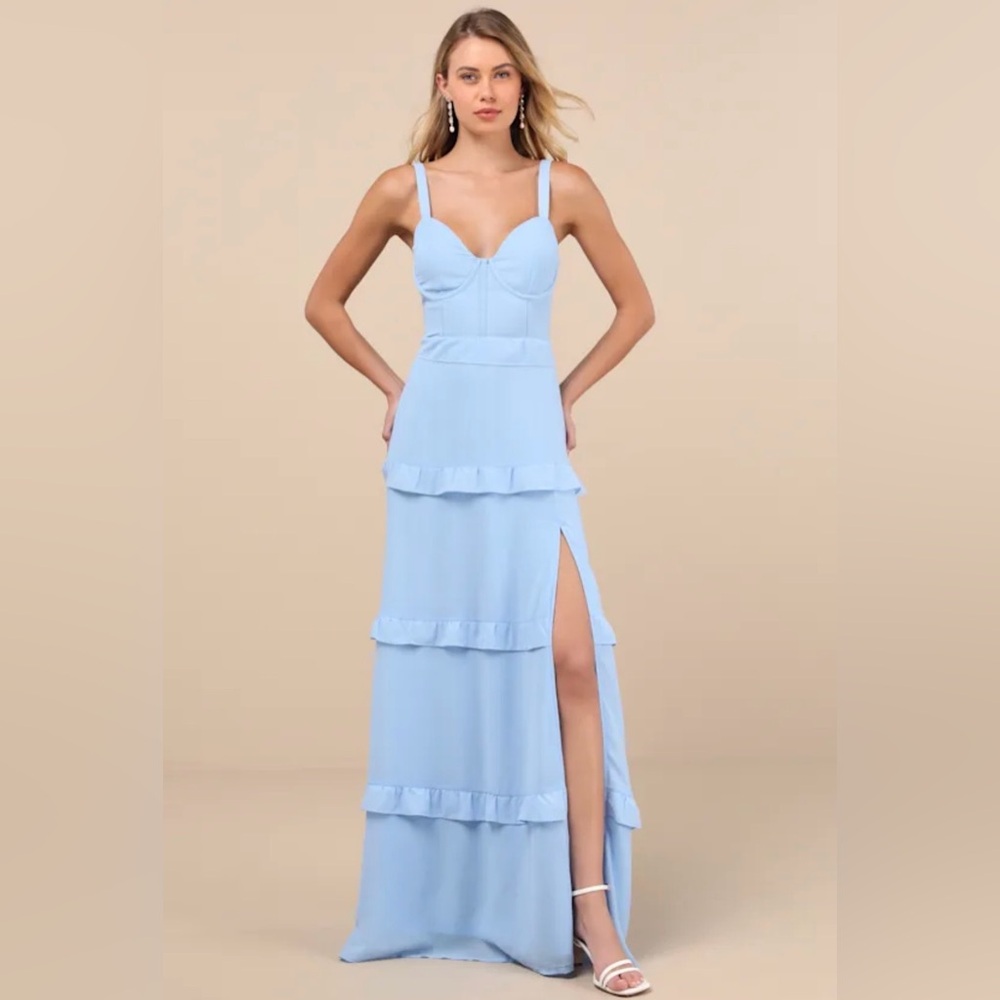 Lulus Elegant Light Blue Sleeveless Maxi Dress